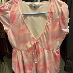Madden Girl Blush Tie-Dye Blouse
